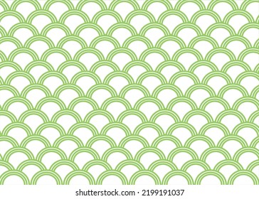 vector abstract fish scale pattern background fabric half circle  in green Japanese style