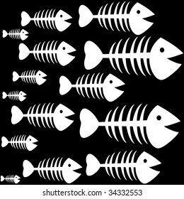 the vector abstract fish skeleton background
