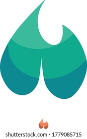 Vector Abstract Flame, Leaf, Water Drop Logo.