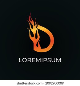 Vector of abstract flaming D font and alphabet