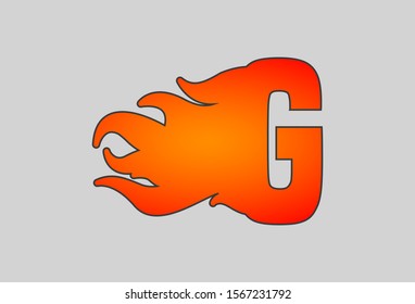 Vector of abstract flaming font and alphabet. letter G