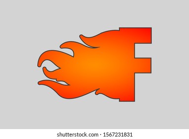Vector of abstract flaming font and alphabet. letter F