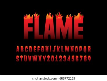 Vector of abstract flaming font and alphabet