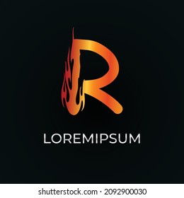 Vector del tipo de letra R y alfabeto con floración abstracta