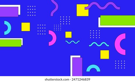 Vector abstract flat colorful geometric memphis hipster shapes background