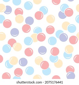 Vector abstract, flat, coloured bubbles seamless pattern isolated on the white background. 