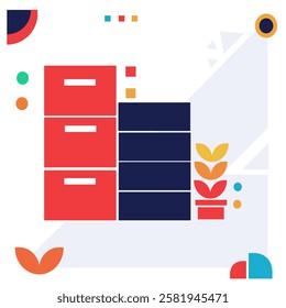 Vector Abstract Flat design colorful retro geometric shape illustration. Design Element
