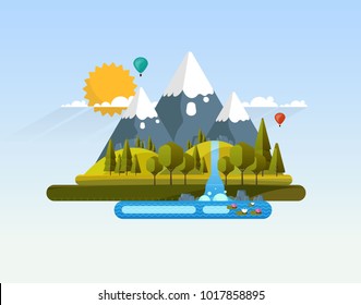 Vector Abstract Flat Design Landscape