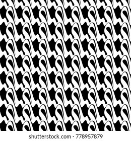 Vector abstract flat seamless pattern. Black on white dark background