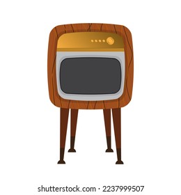 Vector abstract flat stock modern graphic illustration of old retro vintage wooden televisions tv on legs isolated, 90s vintage print concept, retro vector design. 80s, 90s clipart design concept