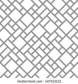 Vector abstract floor geometric blocks background - seamless halftone back and white diagonal primitive pattern