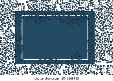 Vektorgrafik. Abstrakter floraler Hintergrund im minimalistisch linearen Stil in Pastellfarben. Leerzeichen für Text kopieren. Rahmen aus handgezeichneten Lila-Zweigen. Design der Werbung und typografische Produkte.