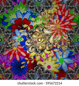 Vector abstract floral background. Seamless pattern with many small flowers. Seamless floral pattern.