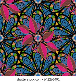 Vector abstract floral background. Seamless pattern with many small blue flowers. Seamless floral pattern.