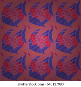 Vector abstract floral background. Seamless pattern with many small blue leaves. Seamless floral pattern.