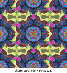 Vector abstract floral background. Seamless pattern with many small blue flowers. Seamless floral pattern.