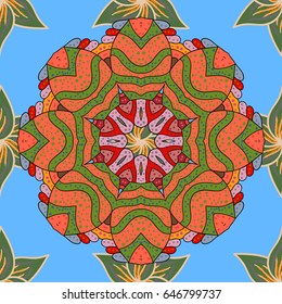 Vector abstract floral background. Seamless pattern with many small blue flowers. Seamless floral pattern.