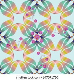 Vector abstract floral background. Seamless pattern with many small blue flowers. Seamless floral pattern.