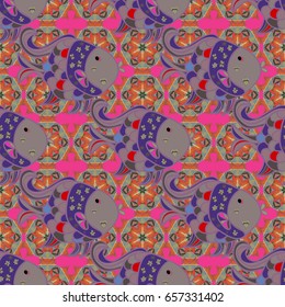 Vector abstract floral background. Seamless pattern with many small flowers. Seamless floral pattern.