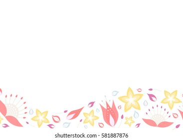 Vector abstract floral background with space for text. Pink and orange colors. Beautiful template. Perfect for presentations, cards, flayers. 