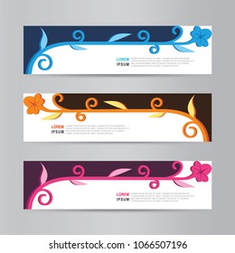 Vector abstract floral banner template.  Abstract web banner template. collection of web banner design template. Web Design Elements