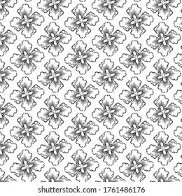 Vector abstract floral   black and white transparent pattern background tile 