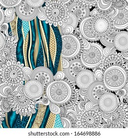 Vector abstract floral decorative background. Template frame design for card.