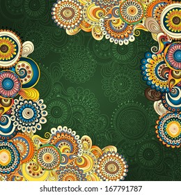 Vector abstract floral decorative background. Template frame design for card with place for your text.
