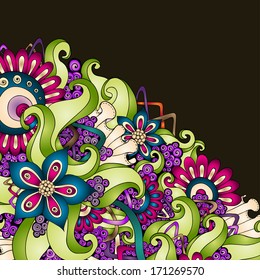 Vector abstract floral decorative background. Template frame design for card with place for your text.