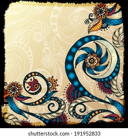 Vector abstract floral decorative background. Template frame design for card with place for your text.