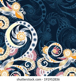 Vector abstract floral decorative background. Template frame design for card with place for your text.