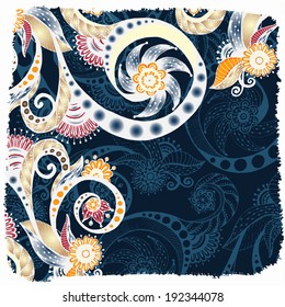 Vector abstract floral decorative background. Template frame design for card with place for your text.