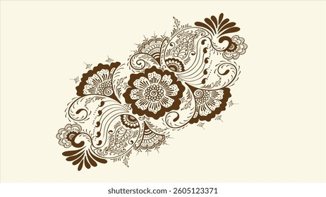 Vector abstract floral elements in bangladeshi design style. Abstract henna floral vector illustration. Design element.