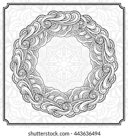 Vector abstract floral elements black and white frame. EPS 8