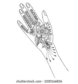 Vector abstract floral elements in indian mehndi style. Abstract floral vector illustration. Design element.