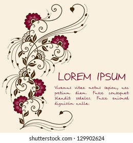 Vector abstract floral elements in indian mehndi style. Abstract henna floral vector illustration. Design element.