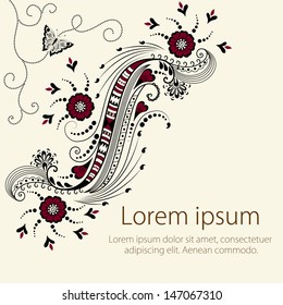 Vector abstract floral elements in indian mehndi style. Abstract floral vector illustration. Design element.