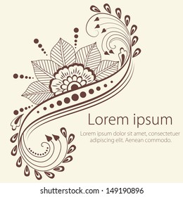 Vector abstract floral elements in indian mehndi style. Abstract henna floral vector illustration. Design element.