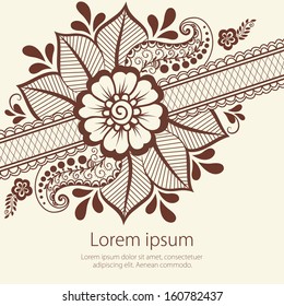 Vector abstract floral elements in indian mehndi style. Abstract henna floral vector illustration. Design element.
