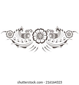 Vector abstract floral elements in Indian mehndi style. Abstract henna floral vector illustration. Design element.