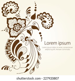Vector abstract floral elements in indian mehndi style. Abstract henna floral vector illustration. Design element.