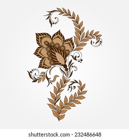 Vector abstract floral elements in indian mehendy style. Abstract henna floral vector illustration. Design element.