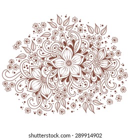 Vector abstract floral elements in Indian mehndi style. Abstract henna floral vector illustration. Design element.
