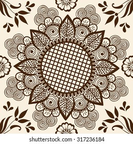 Vector abstract floral elements in indian mehndi style. Abstract henna floral vector illustration. Design element.