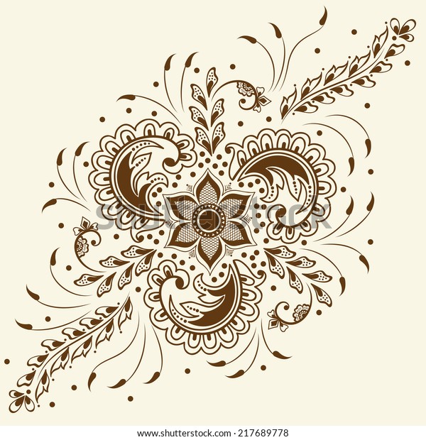 Vector Abstract Floral Elements Indian Mehndi Stock Vector (Royalty ...