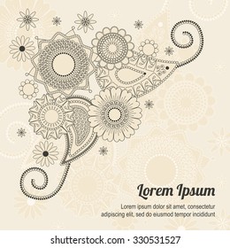 Vector abstract floral elements in mehndi indian style