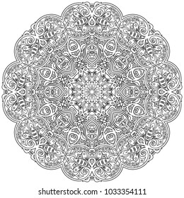 Vector abstract floral ethnic hand drawn line art mandala