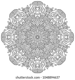 Vector abstract floral ethnic hand drawn line art mandala