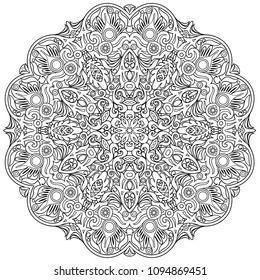 Vector abstract floral ethnic hand drawn line art mandala  