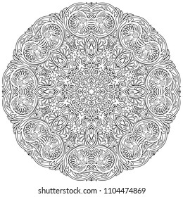 Vector abstract floral ethnic hand drawn line art mandala  